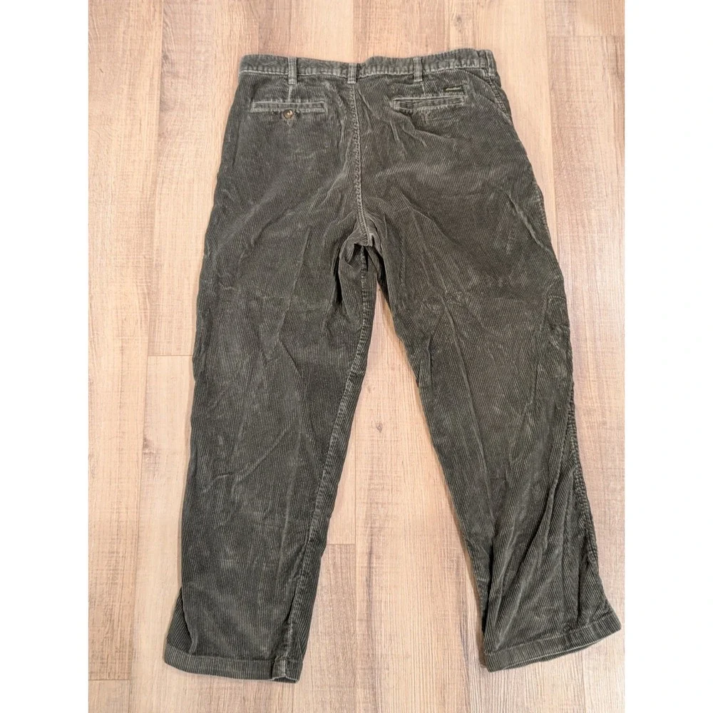 Vintage 1999 Eddie Bauer Wide Wale Corduroy Pants Mens 38x32 Green Y2K Relaxed